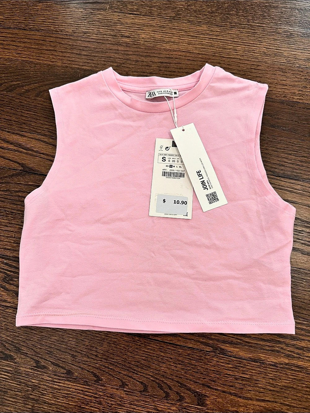 Zara Cropped Fit Tank Top Pink Small NWT